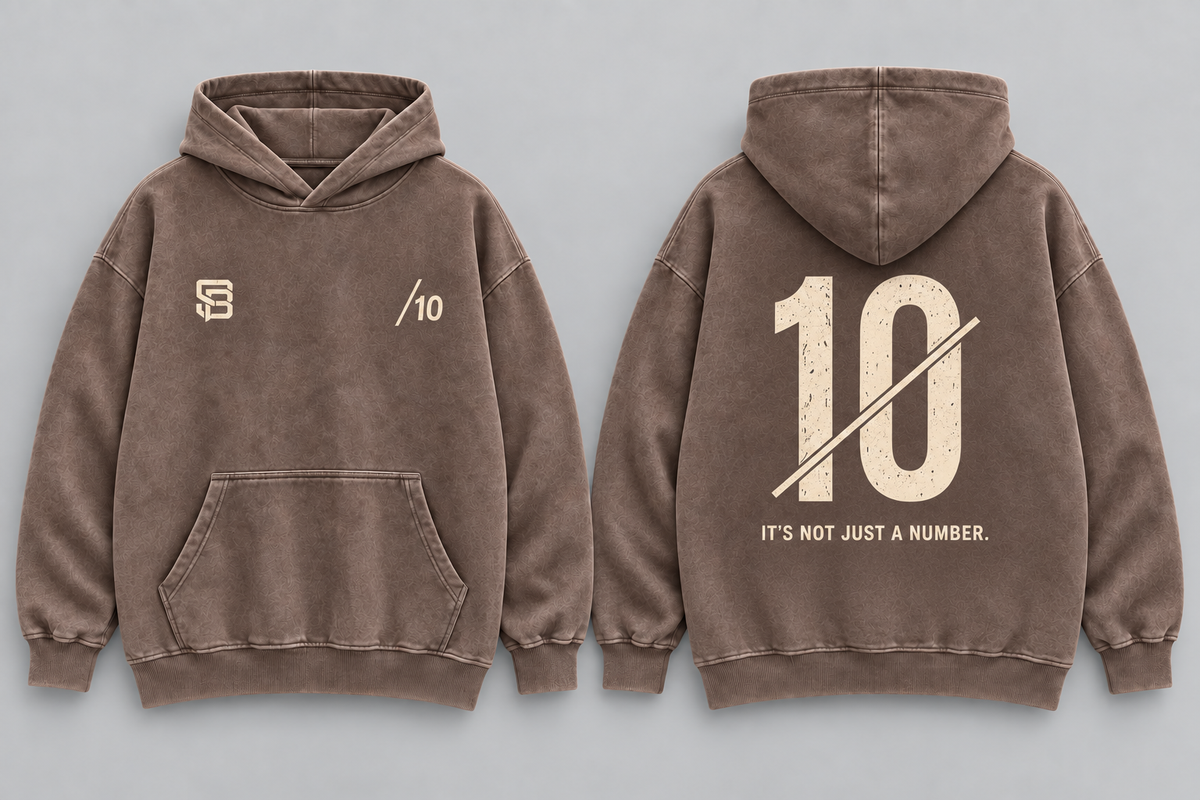 NOT JUST A NUMBER 10 — Washed Oversized Hoodie