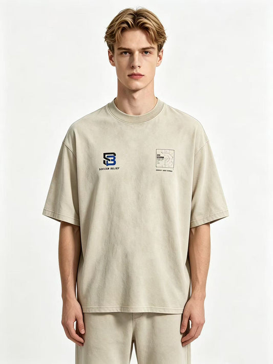 Football Tactics Heavyweight Washed T-Shirt 240g Combed Cotton Oversized Unisex Football Streetwear Original Design