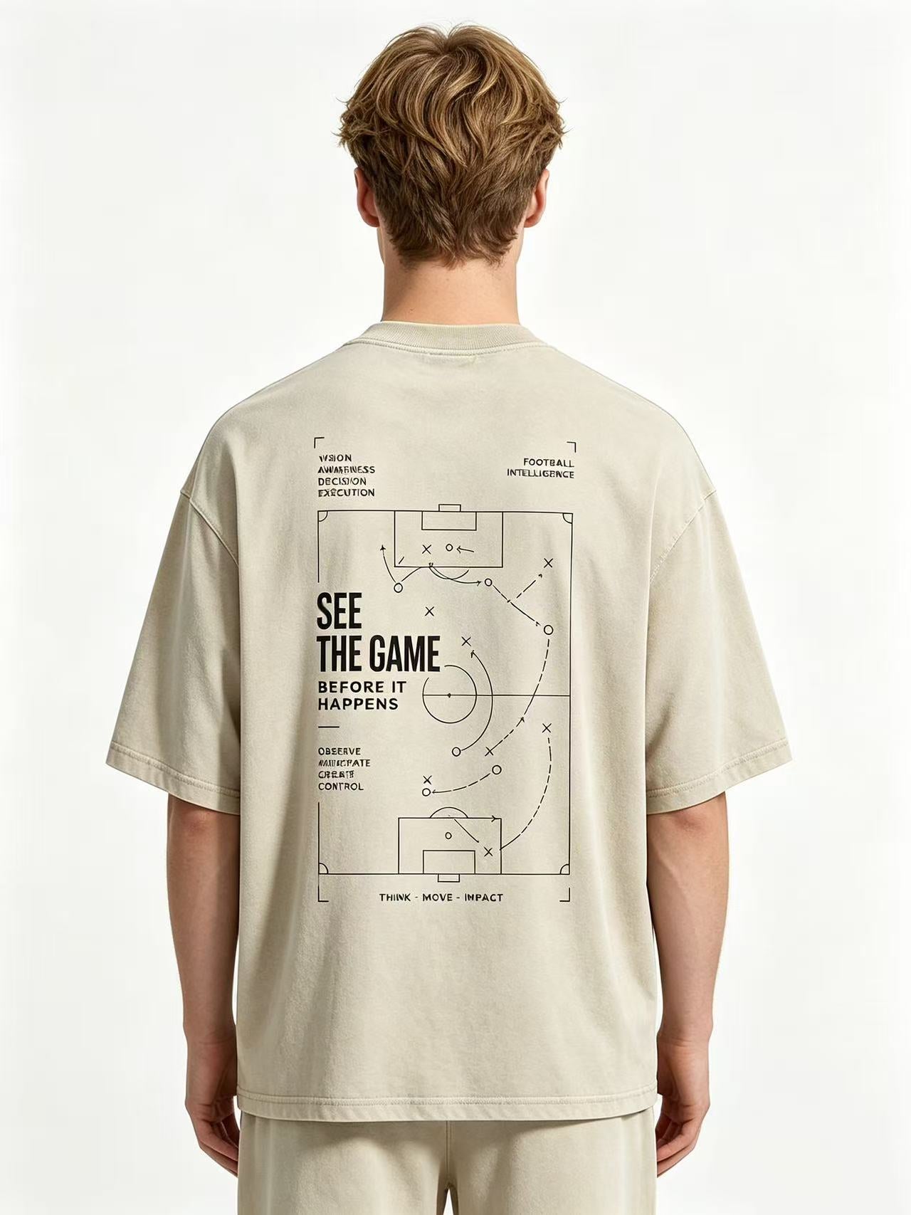 Football Tactics Heavyweight Washed T-Shirt 240g Combed Cotton Oversized Unisex Football Streetwear Original Design