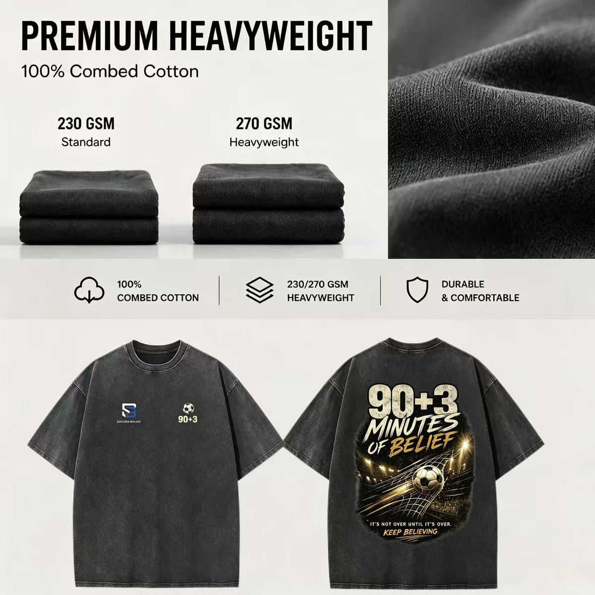 90+3 — Gewaschenes Oversize-T-Shirt