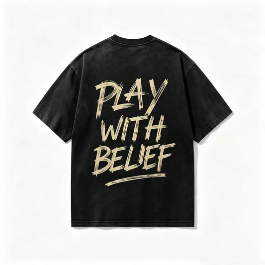 Play With Belief — Washed Oversized Tee