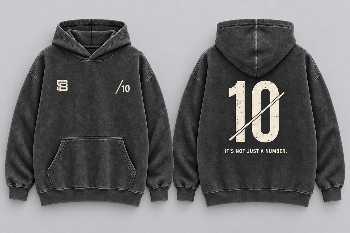 NOT JUST A NUMBER 10 — Washed Oversized Hoodie