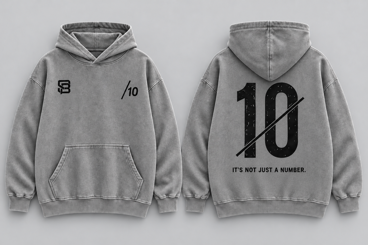 NOT JUST A NUMBER 10 — Washed Oversized Hoodie