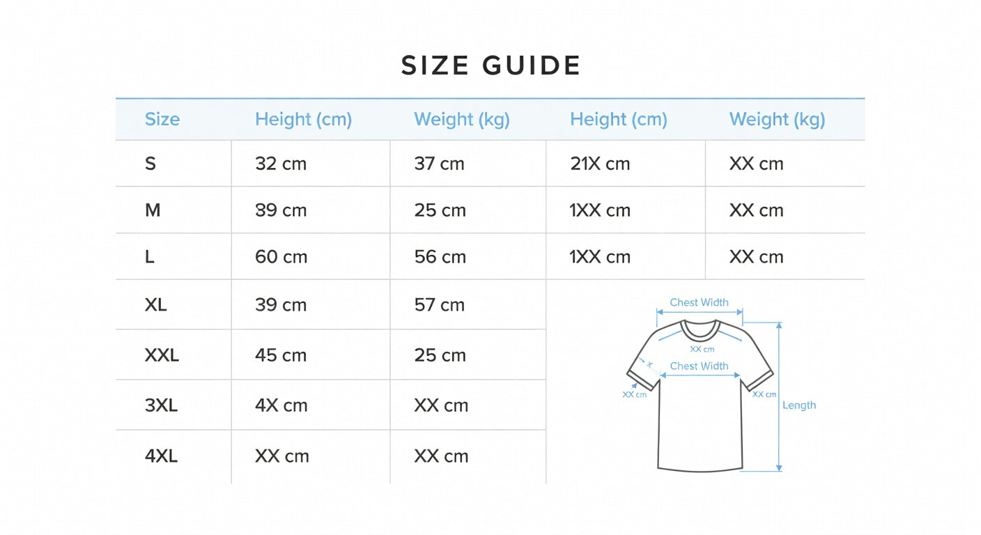 Argentina placeholder size guide