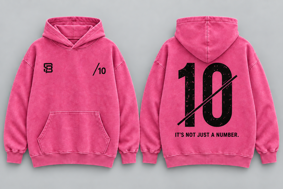NOT JUST A NUMBER 10 — Washed Oversized Hoodie