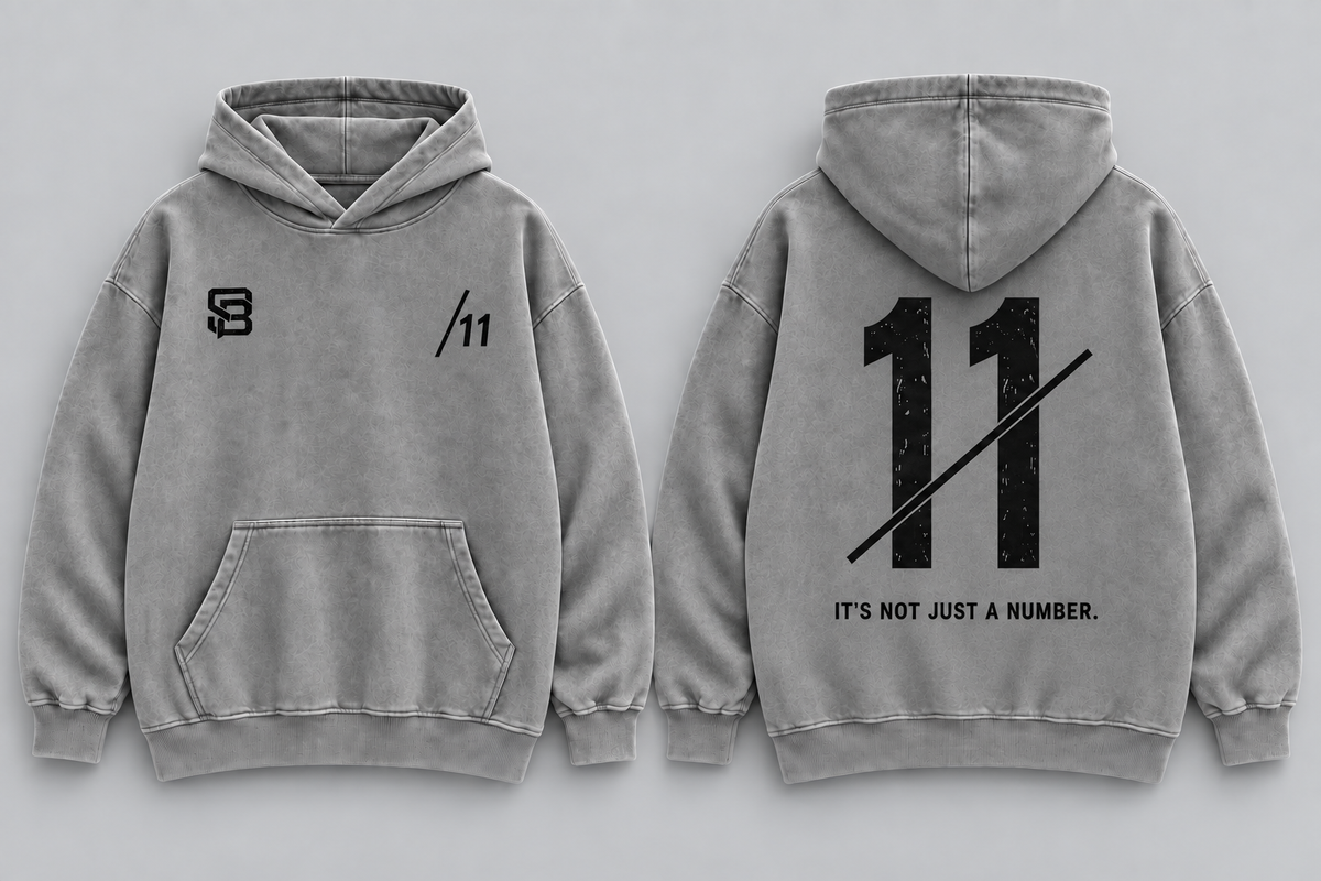 DOUBLE MARK 11 — Washed Oversized Hoodie
